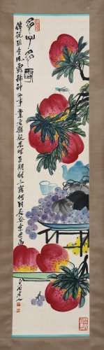 Qi Baishi's multi-child and long-life vertical axis