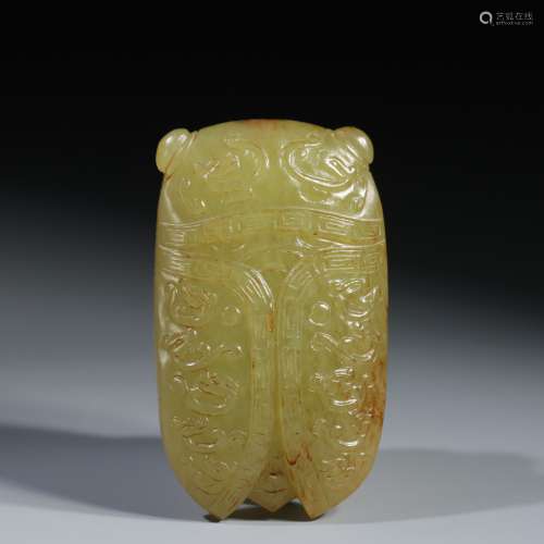 Hetian jade topaz is a blockbuster cicada handle