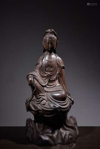 Rosewood aniseed hand-carved free Avalokitesvara sitting sta...