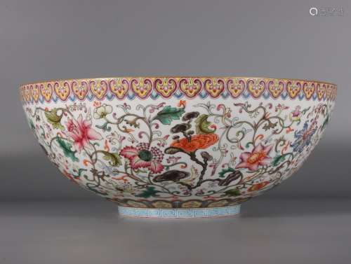 Pastel (thin tire) large bowl with lotus flower and ganoderm...