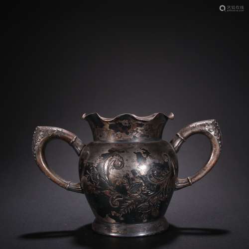 Sterling Silver Flower Pattern Amphora