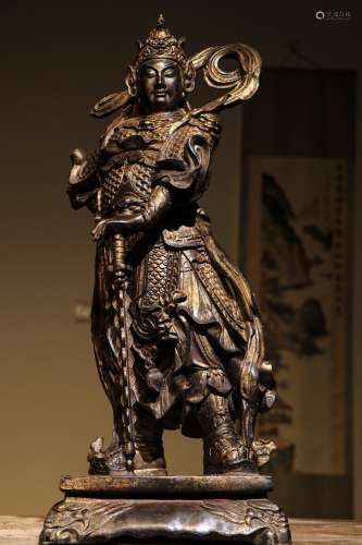 Bronze Lacquer Gold Veduo Bodhisattva Statue