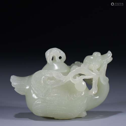 Hetian jade goose water bowl