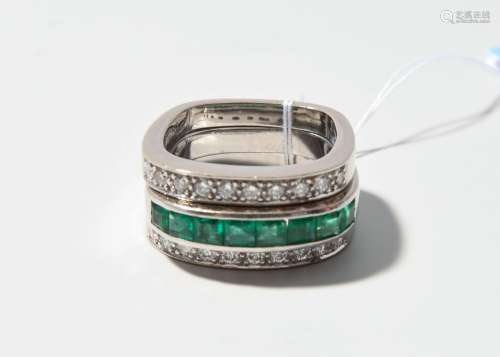 Lot: 3 Diamant-Smaragd-Ringe