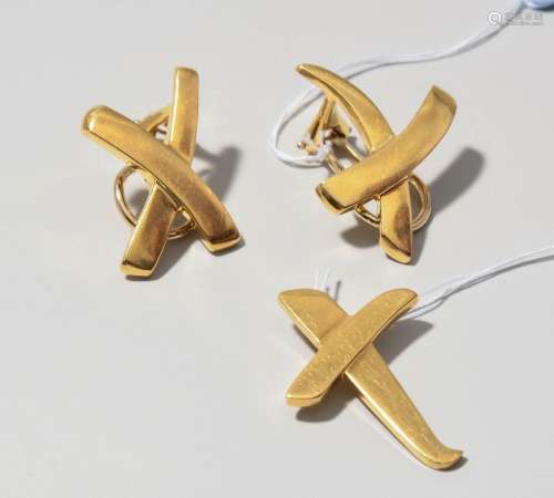 *Set: Tiffany & Co "X"-Ohrclips und -Anhänger