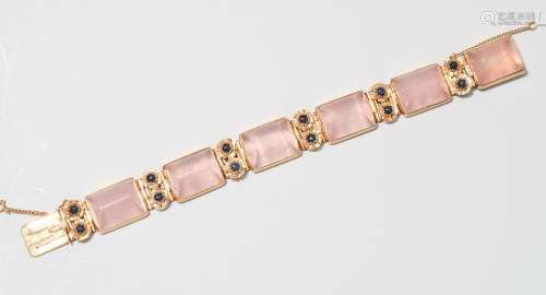 *Rosenquarz-Saphir-Bracelet