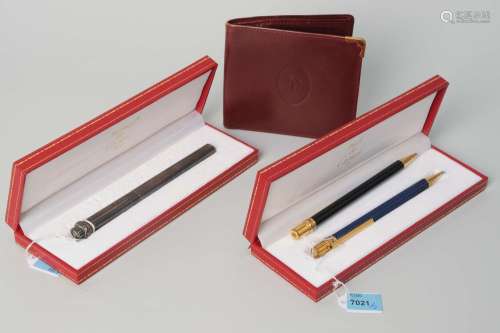 Cartier, 3 Kugelschreiber und Etui