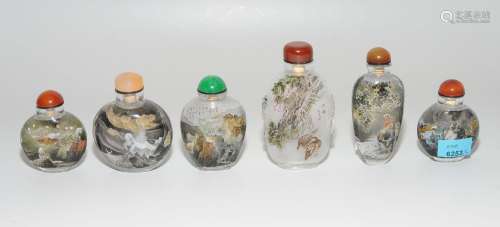 Lot: 6 zeitgenössische Snuff Bottles