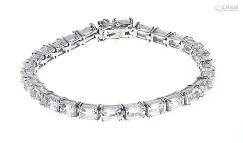 *Bracelet ligne serti de topazes blanc