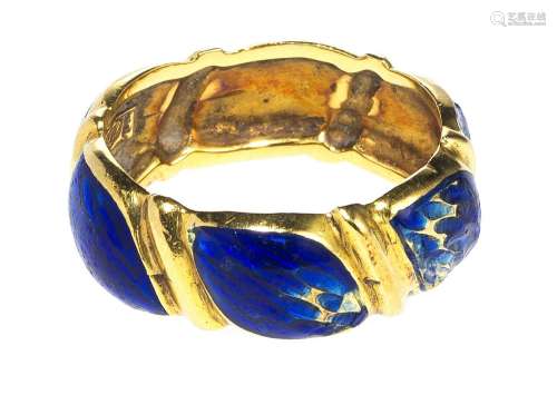 Bague émaillée bleue<br />
Travail italien,