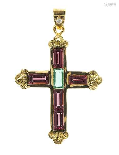 *Pendentif à motif de croix sertie d'u