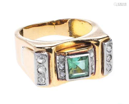 Bague "Tank" sertie d'une tourmaline v