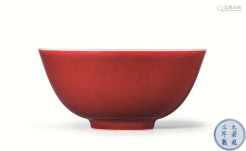 清雍正 霁红釉碗