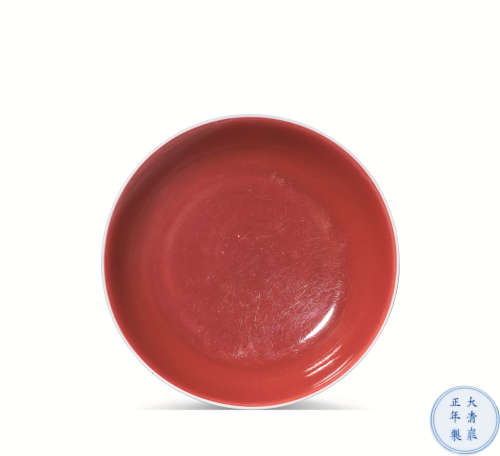 清雍正 霁红釉盘