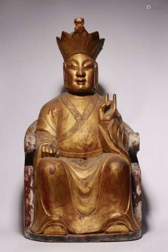 In the Qing Dynasty, Nanmu lacquer Jindi Tibetan King Bodhis...