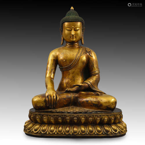 Chinese qing Dynasty bronze gilt statue