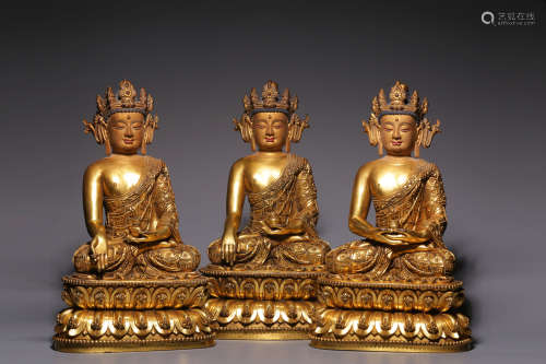 Qing Dynasty, bronze gilt Buddha statue