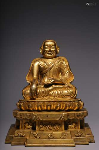 Bronze gilt statue of Master Malba in Qing Dynasty