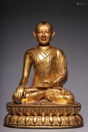 Bronze gilt statue of a master in the Qing Dynasty