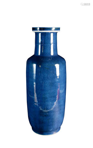清代 藍釉棒槌瓶