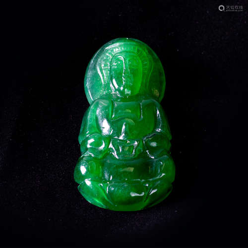 A JADEITE CARVING OF GUANYIN