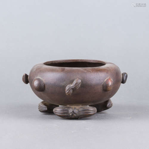 A CHINESE ZISHA TRIPOD CENSER