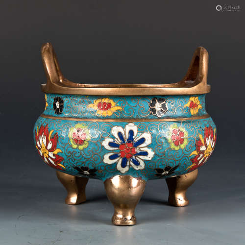 Chinese Cloisonné Tripod Censer