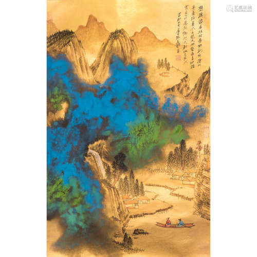 ZHANG DAQIAN, ATTRIBUTED TO, SPLASHED COLOR LANDSCAPE
