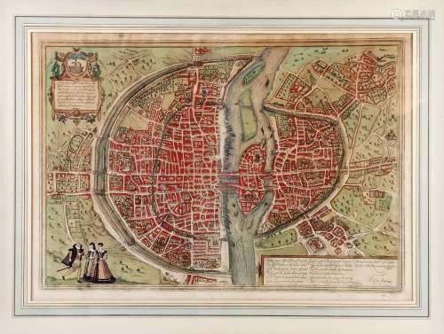 Plan de Paris par Georg Braun (1541-1622) & Frans Hogenb...