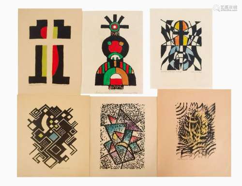 Lothar Schreyer (1886-1966)<br />
Six bois gravés et coloris...