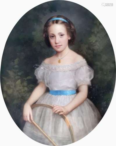 Ecole française, XIXe s<br />
Portrait de petite fille avec ...