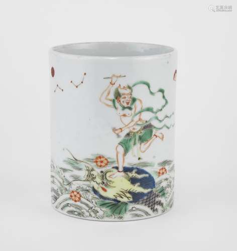 Pot à pinceaux ( Bixi) famille verte, Chine, dynastie Qing (...