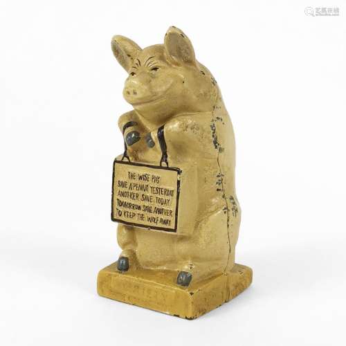 Tirelire, The wise pig, XXe s<br />
Fonte polychrome, H 16 c...