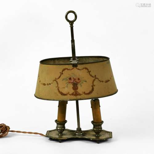 Lampe bouillotte début XIXe s<br />
Tôle peinte et métal arg...