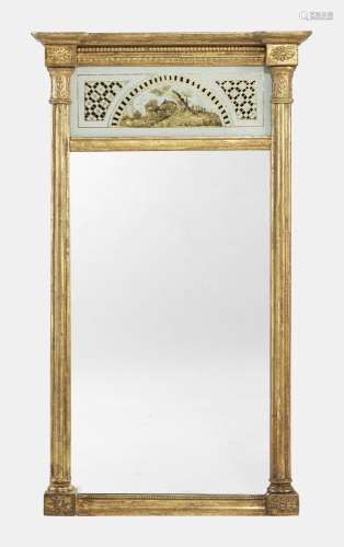 Petit miroir néoclassique XIXe s<br />
Bois et fixé sous-ver...