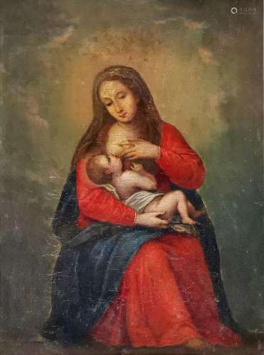 Ecole espagnole du XVIIIe s<br />
Vierge allaitant l'Enfant ...