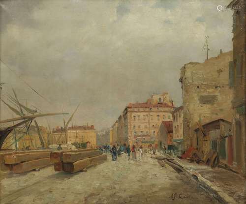 Alfred Casile (1848-1909)<br />
Scène portuaire, huile sur t...