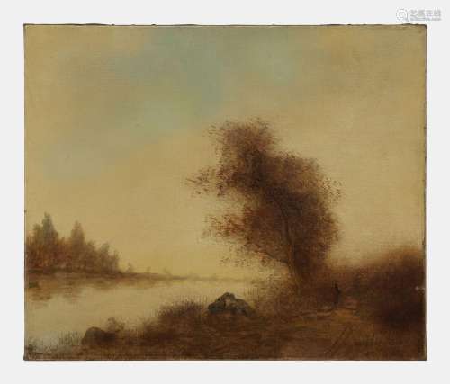 John William North (1842-1924)<br />
Paysage, huile sur toil...
