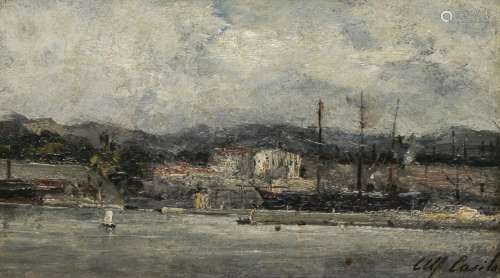 Alfred Casile (1848-1909)<br />
Scène portuaire, huile sur c...
