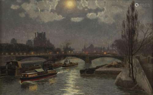 William Baptiste Baird (1847-1917)<br />
La Seine de nuit, h...