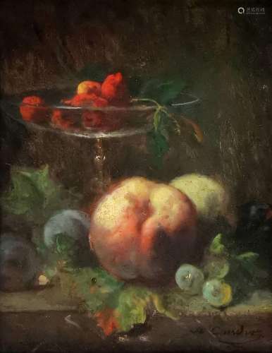 Ecole XIXe-XXe s<br />
Nature morte à la pêche, huile sur to...