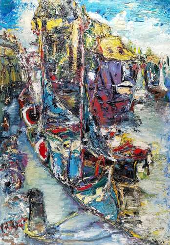 Pierrette Paillot (1929-2011)<br />
Bassin d'Honfleur, huile...