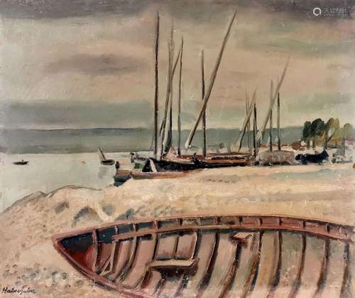 Gabriel Edouard Haberjahn (1890-1956)<br />
Barque sur la be...