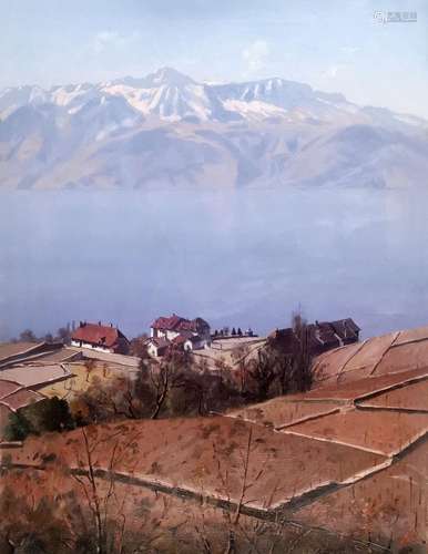 Albert Dulpain (1890-1978)<br />
Lavaux, huile sur toile, si...