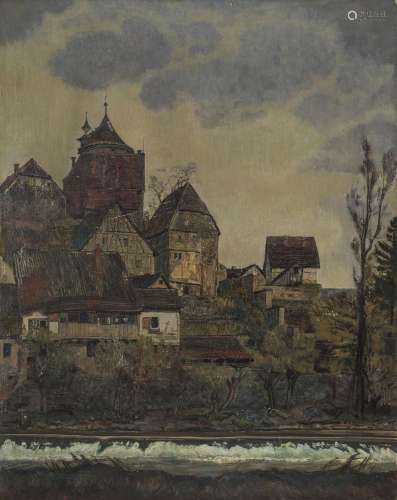 Frank Behrens (1883-1945)<br />
Château, huile sur toile, si...