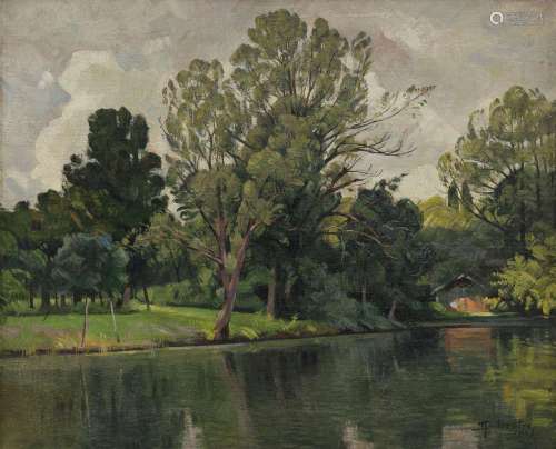 Albert Sylvestre (1869-1954)<br />
Arbres au bord de la rivi...