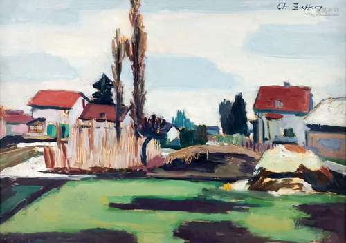 Christiane Zufferey (1920-2011)<br />
Paysage, huile sur car...