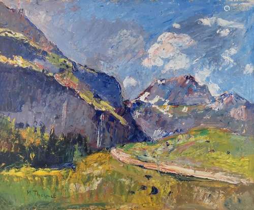 Max Robert Theynet (1875-1949)<br />
Paysage alpestre, huile...