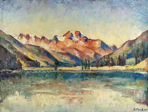 Etienne Tach (1893-1964)<br />
Vue d'un lac dans les montagn...