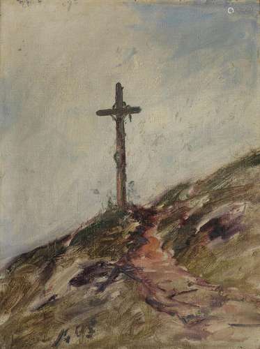 Albert Gos (1852-1942)<br />
Croix sur le chemin, huile sur ...